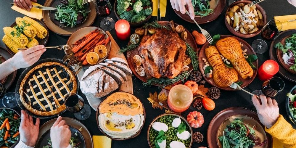 Dinner served on a table.